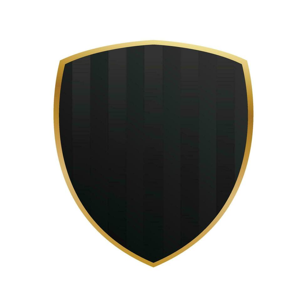 Vector black shield with golden frame
