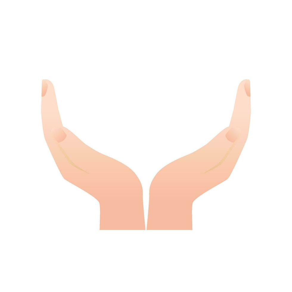 Vector hand drawn cupped hands illustration raised hands vector concept