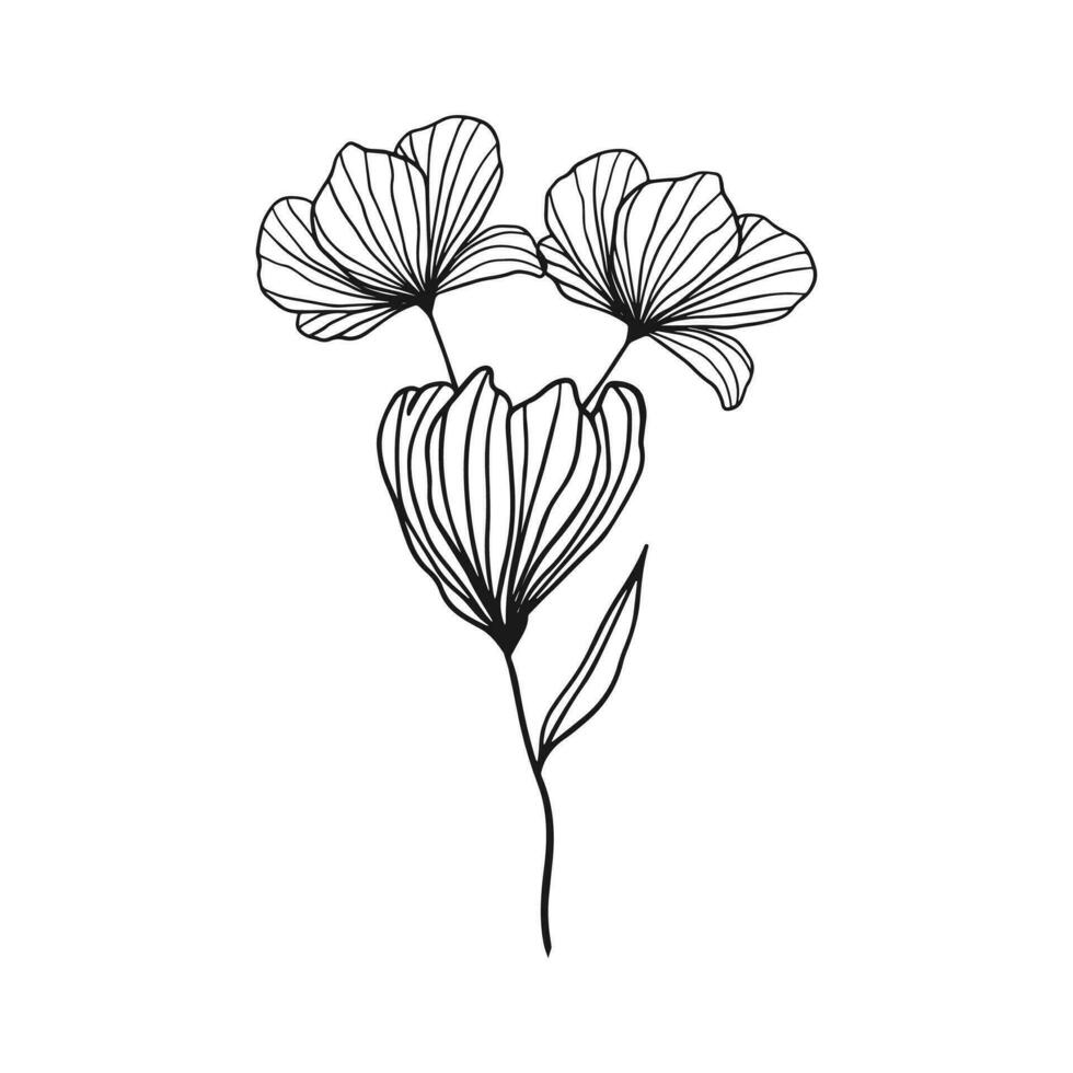Vector hand drawn simple flower outline