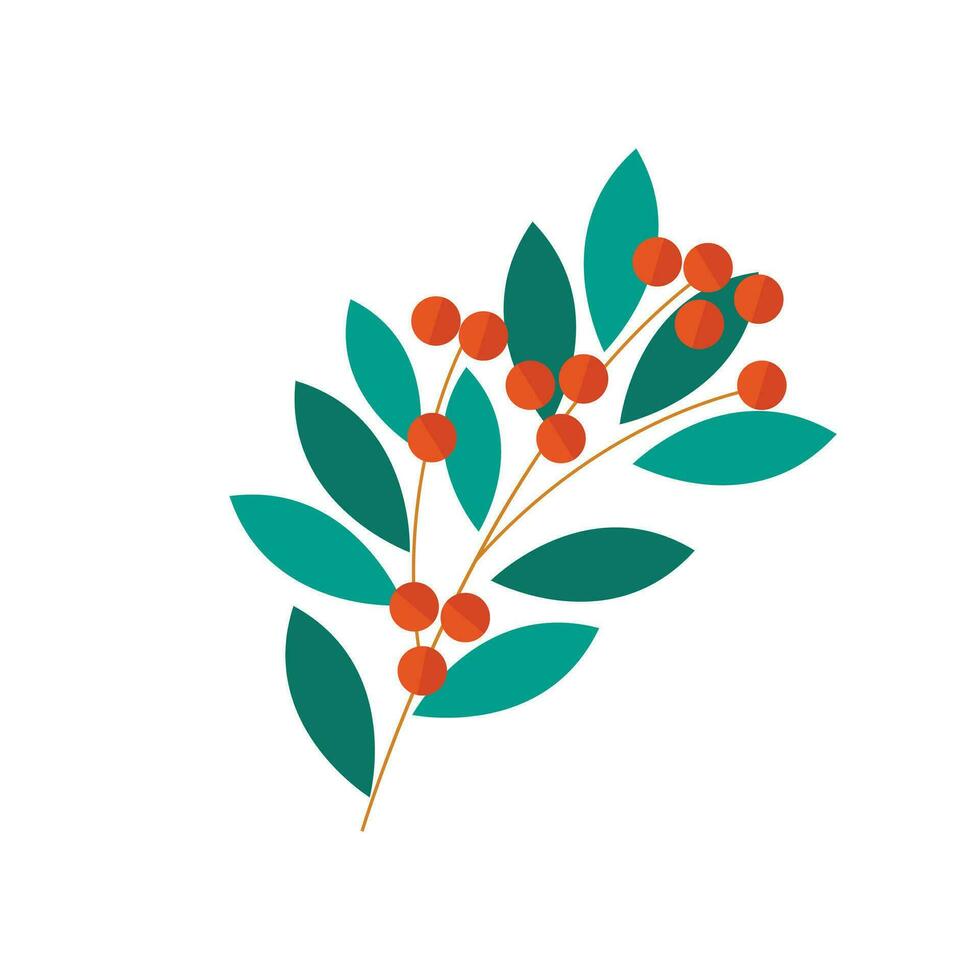 Vector red winterberry on a white background vector
