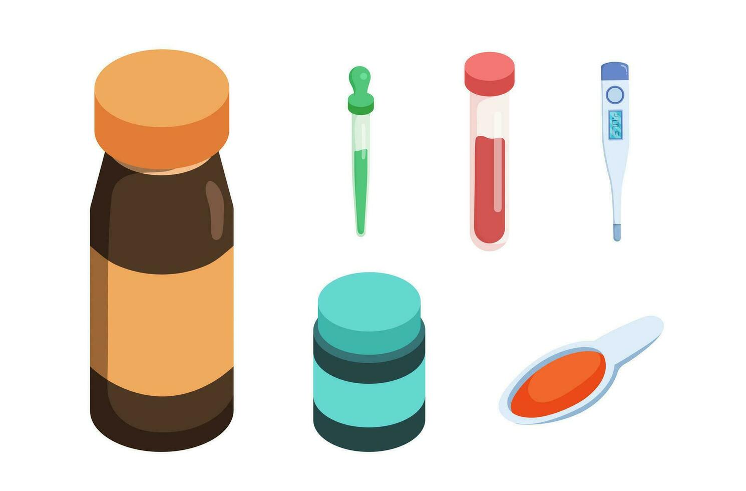 Healthcare element isometric icons set. vector