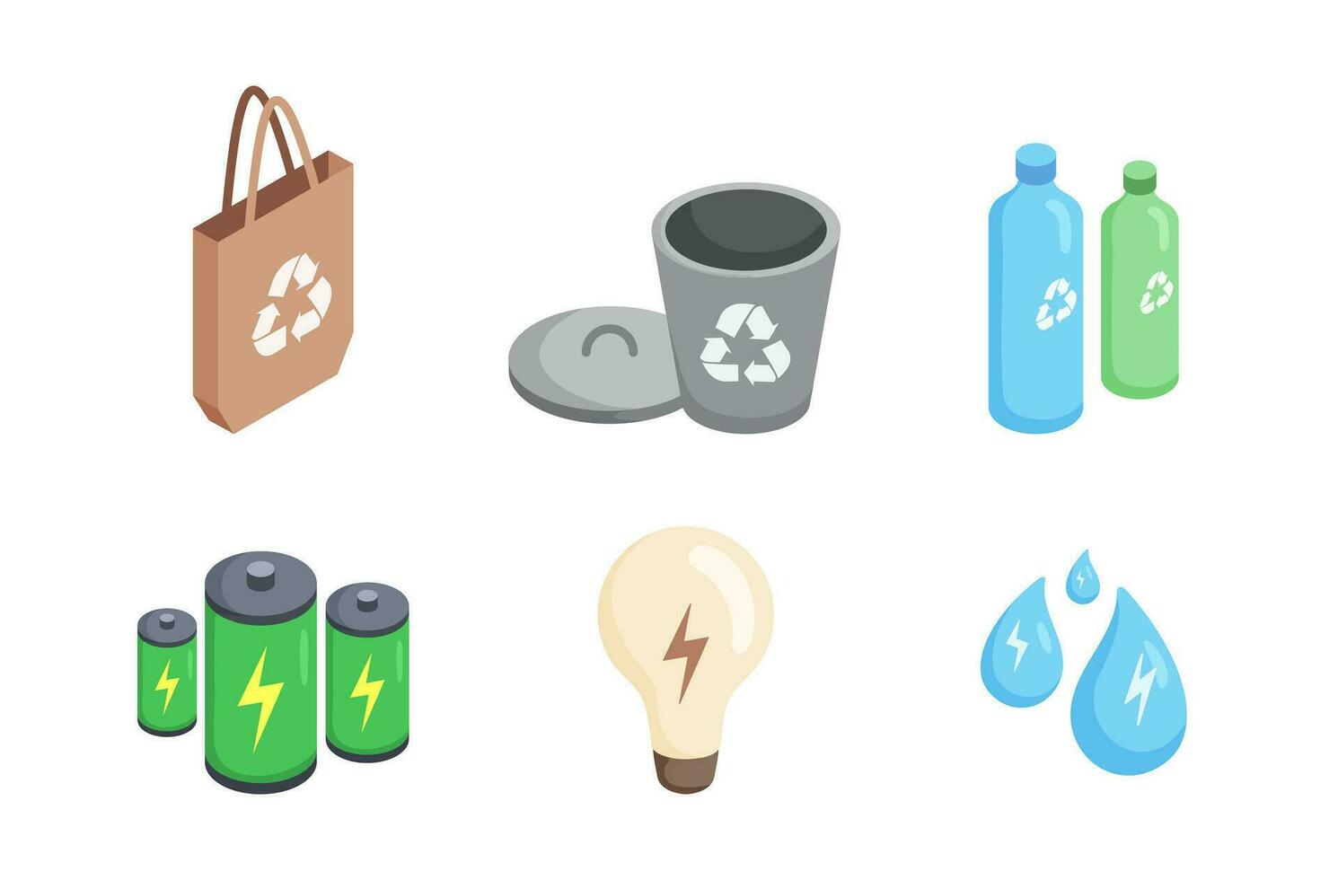 Green technology isometric icons set. vector