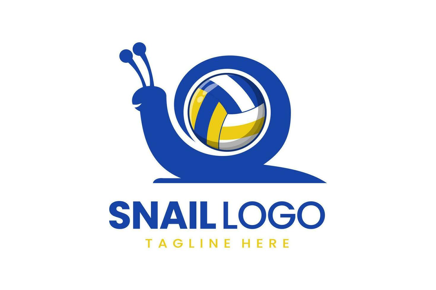 Flat modern simple snail volley ball logo template vector
