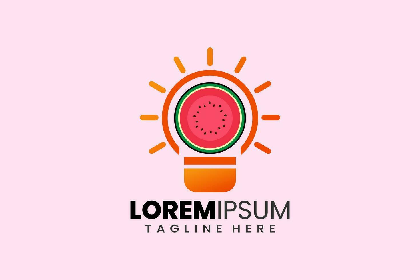 Creative watermelon bulb lamp logo template vector