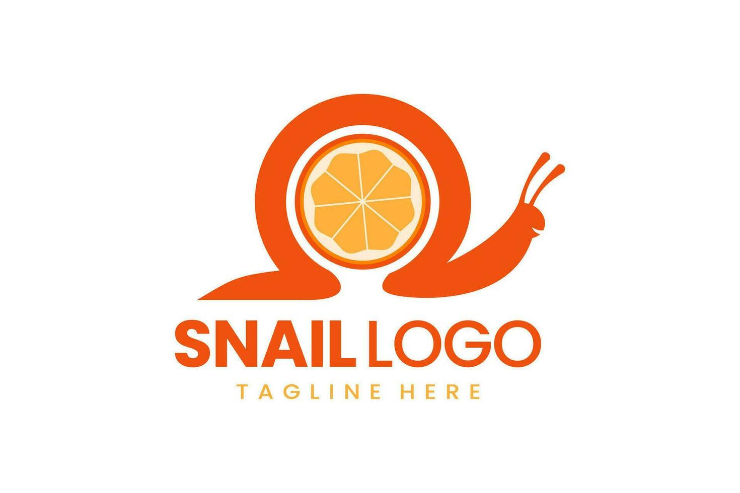 Flat modern logo snail orange fruit logo template vector