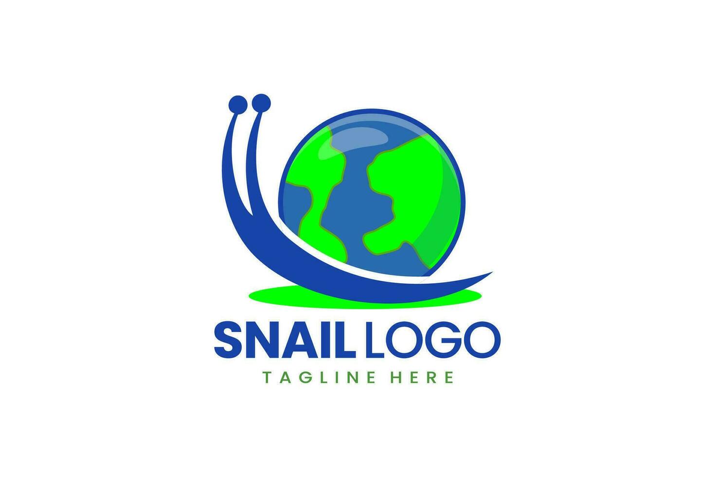 Flat modern simple logo snail earth logo template vector