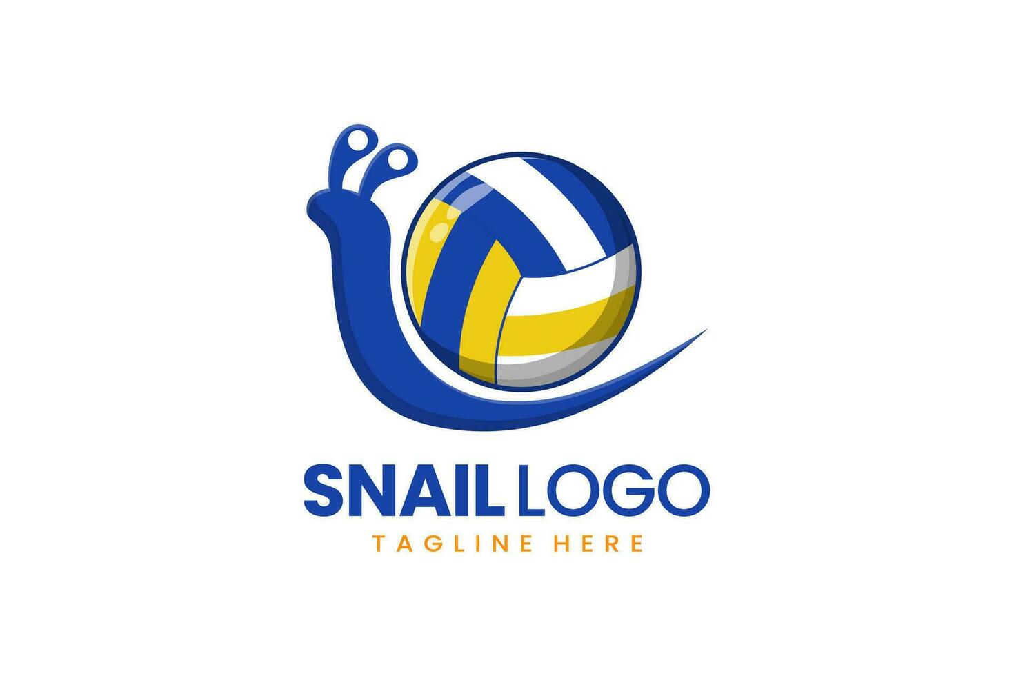 Flat modern simple snail volley ball logo template vector
