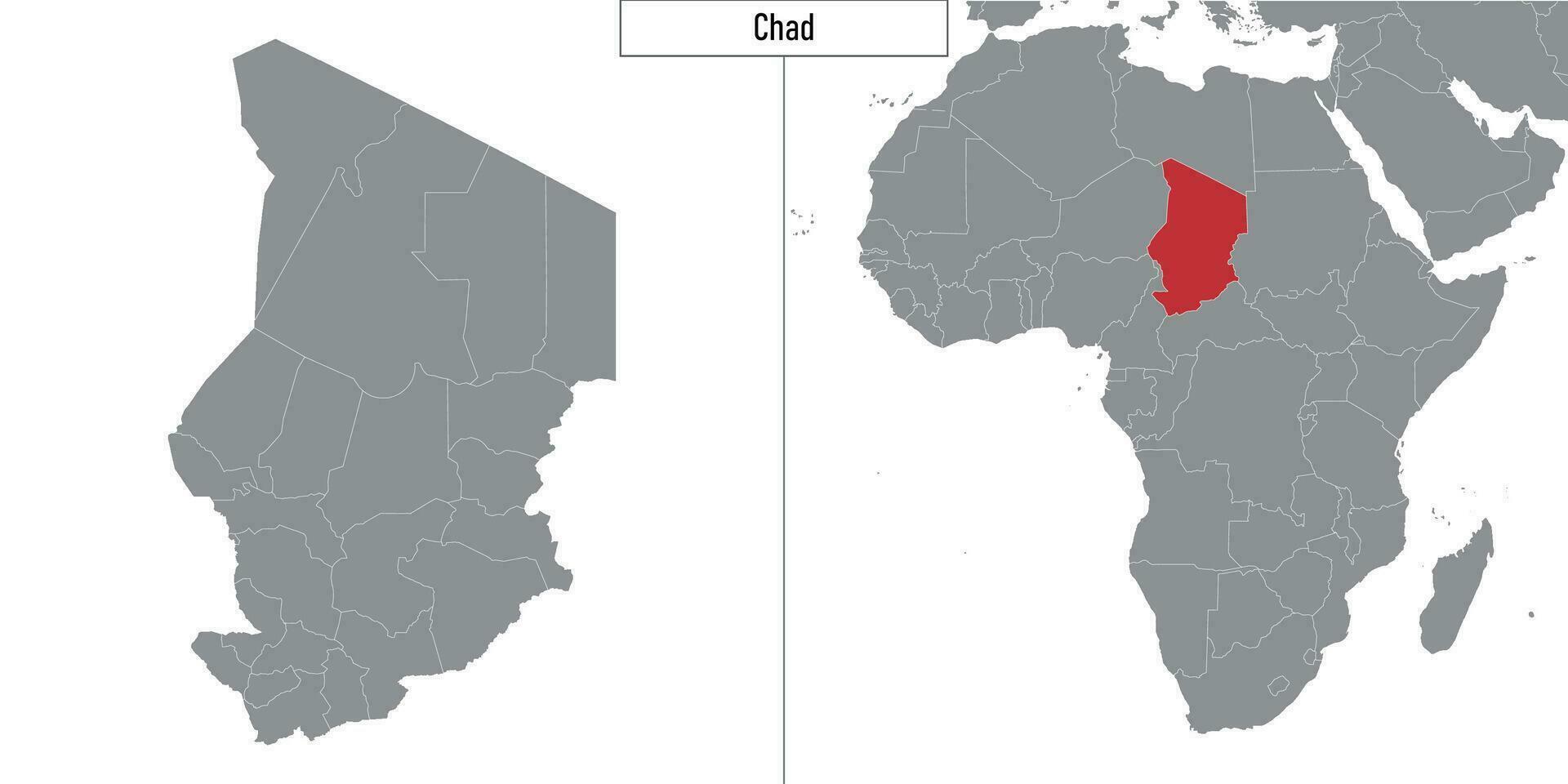 map of Chad and location on Africa map vector