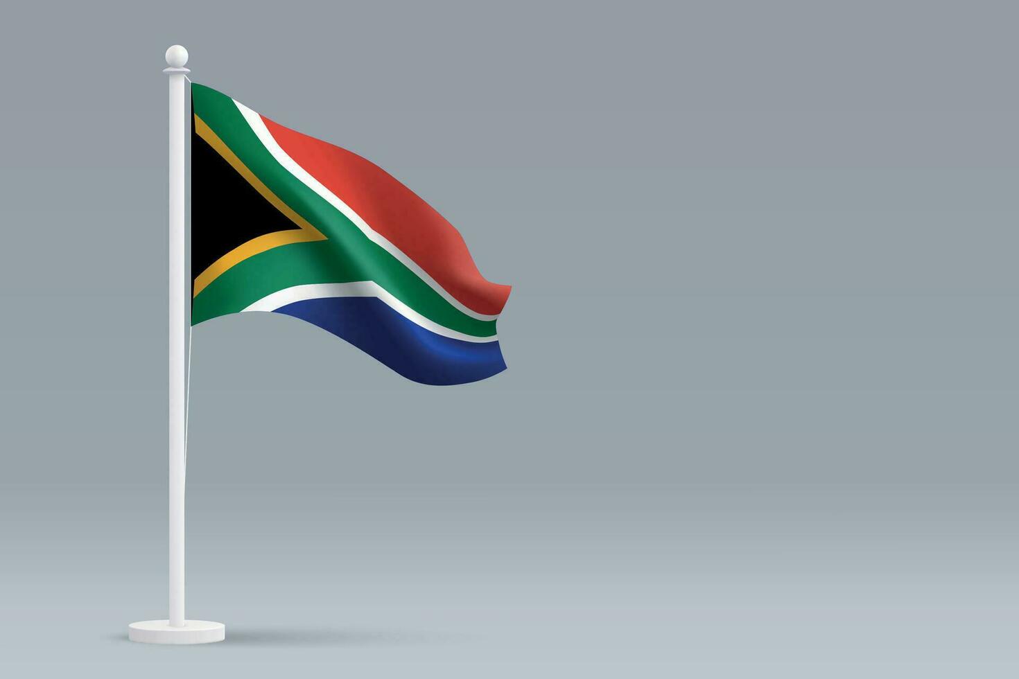 3d realistic national South Africa flag isolated on gray background vector