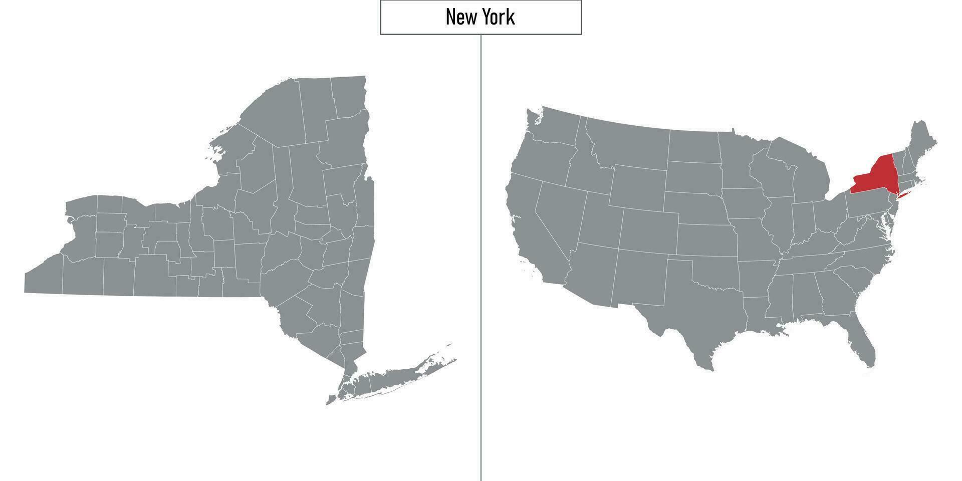 map of New York state of United States and location on USA map vector