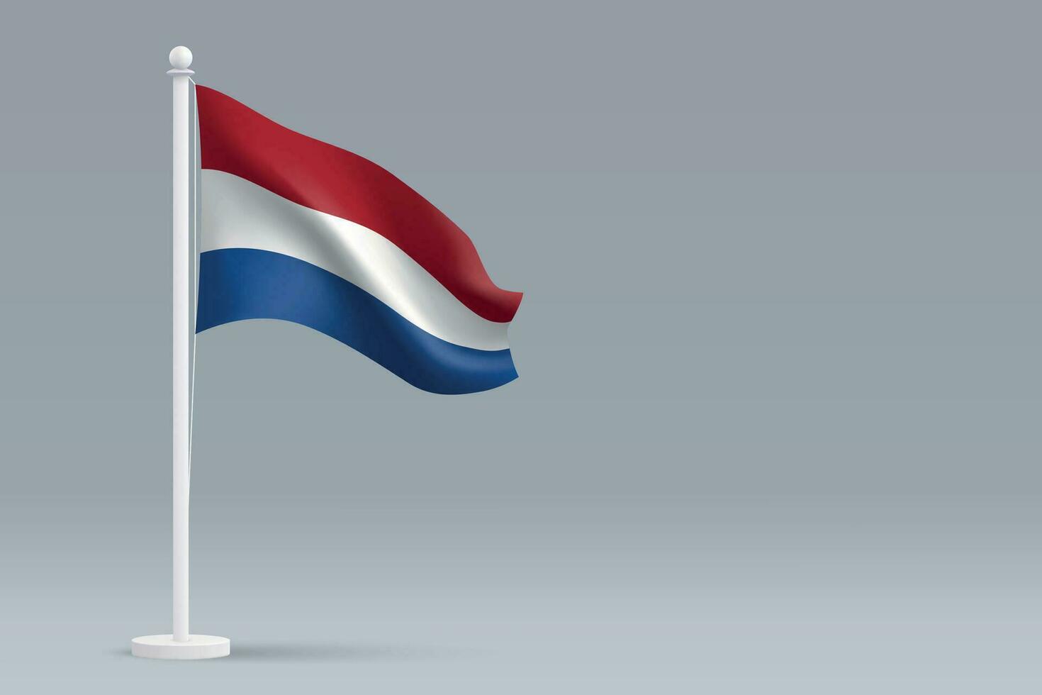 3d realistic national Netherlands flag isolated on gray background vector