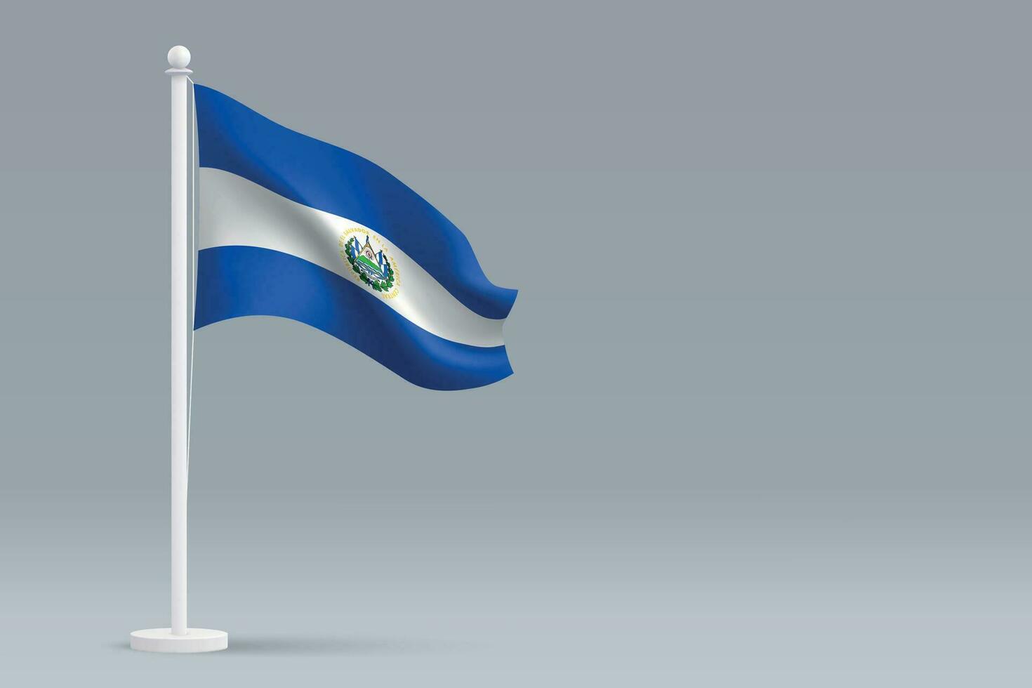 3d realistic national El Salvador flag isolated on gray background vector