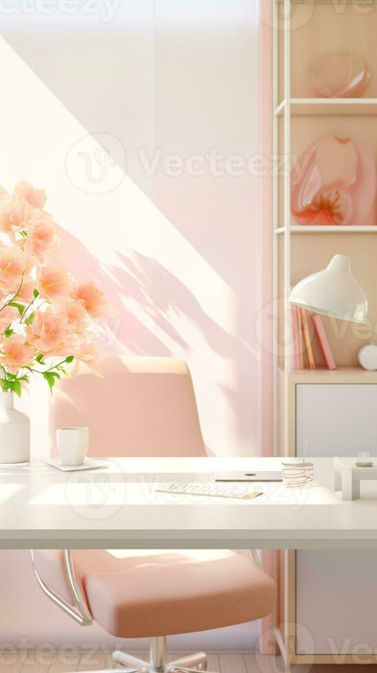 New Age Professional Settings Captured in Soft Lighting Featuring Trend-Aligned Workspace AI Generative photo