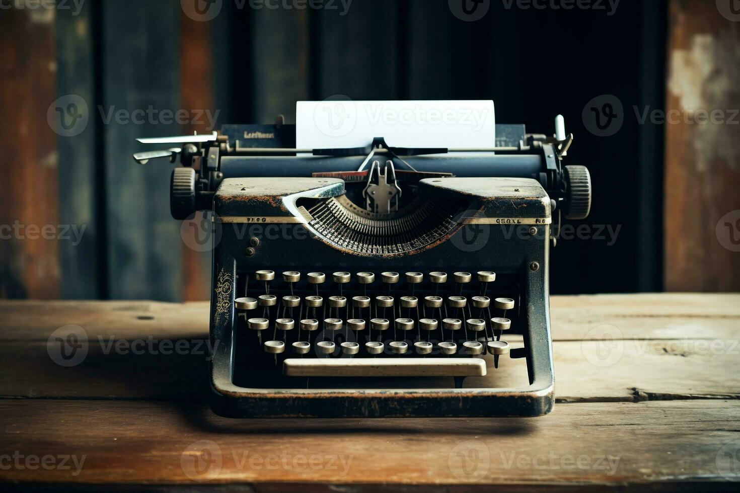 Vintage typewriter on rustic wooden background AI Generative photo