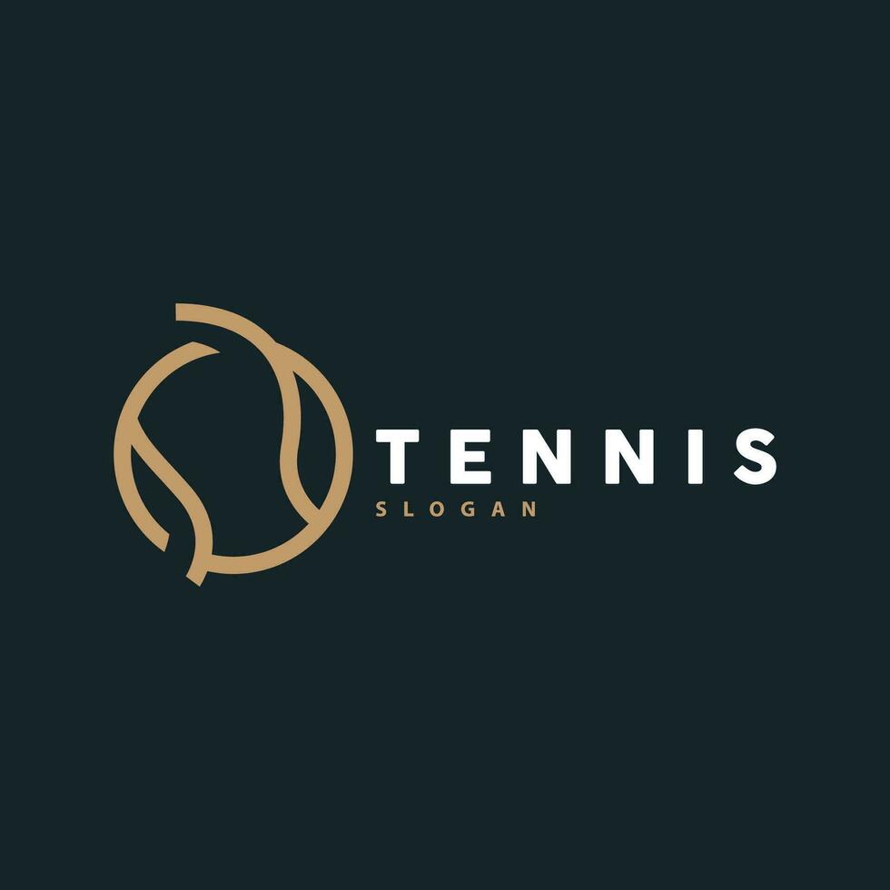 Tennis Logo Design, Tournament Sport, Ball And Racket Vector Simple Silhouette Illustration