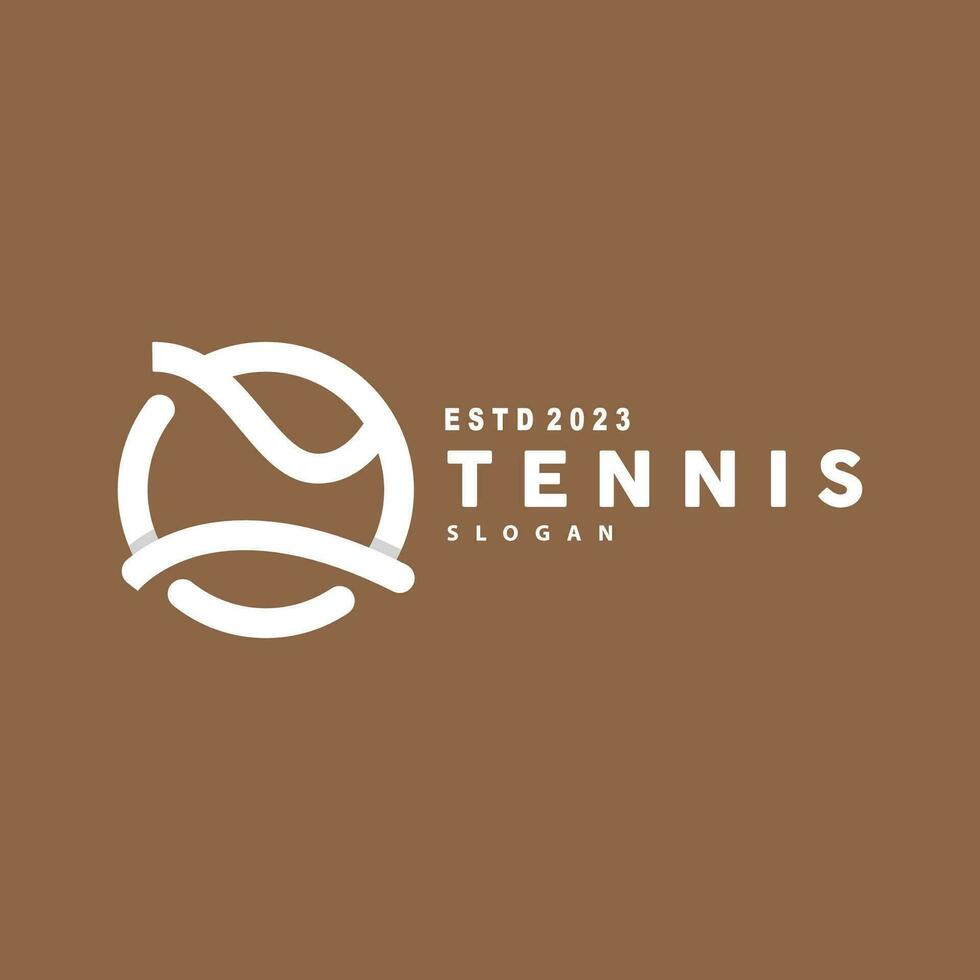 tenis logo diseño, torneo deporte, pelota y raqueta vector sencillo silueta ilustración