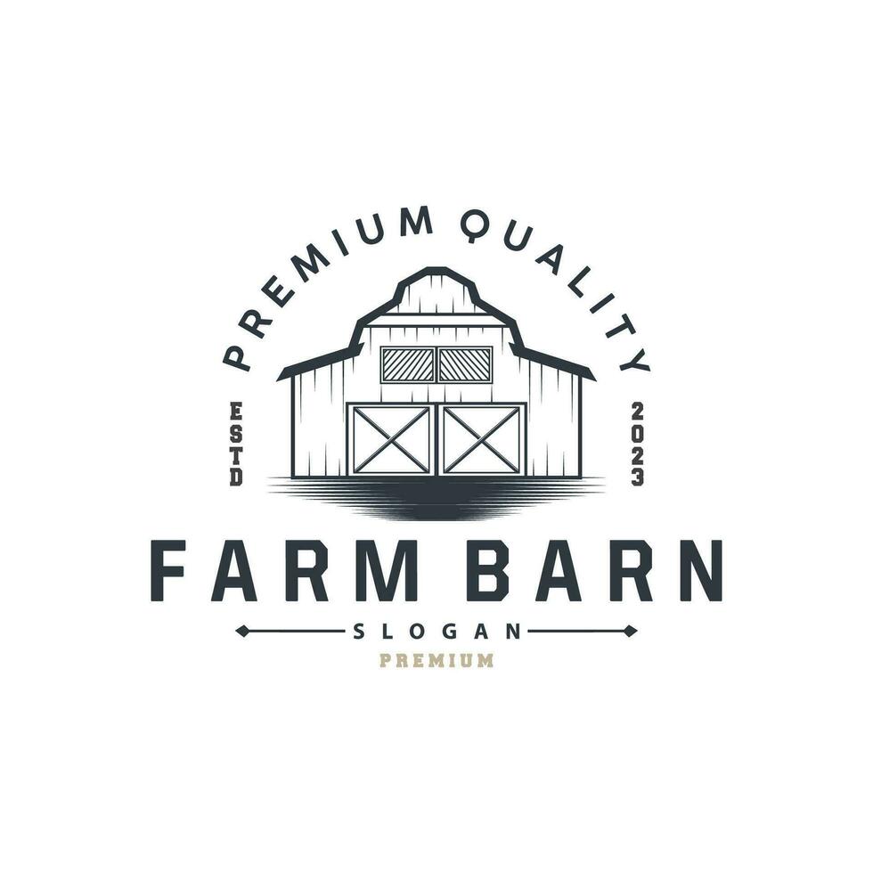 Barn Farm Logo Minimalist Vintage Rustic Design Vector Illustration