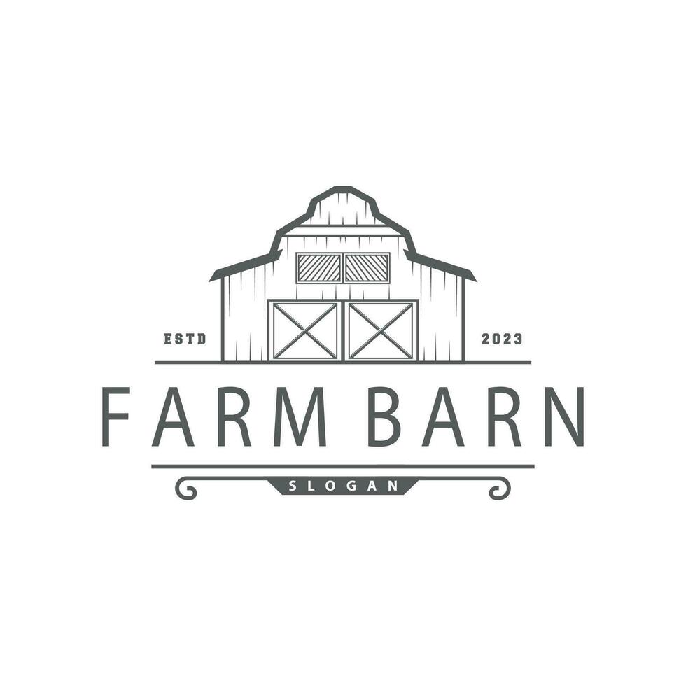 Barn Farm Logo Minimalist Vintage Rustic Design Vector Illustration