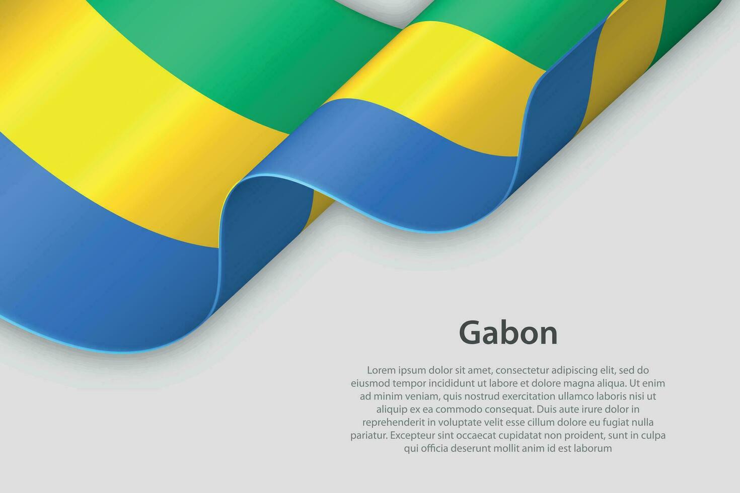 3d ribbon with national flag Gabon isolated on white background vector