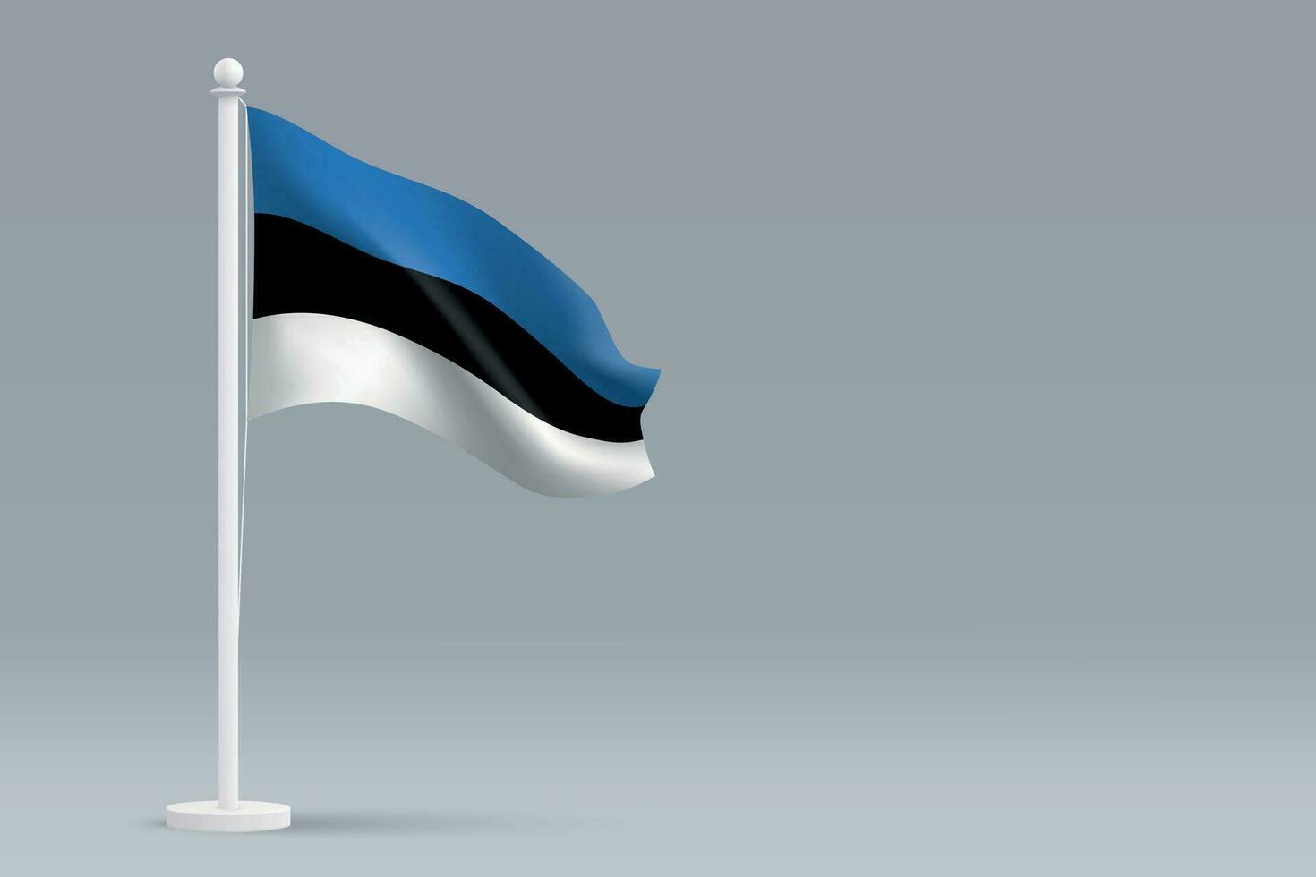3d realistic national Estonia flag isolated on gray background vector