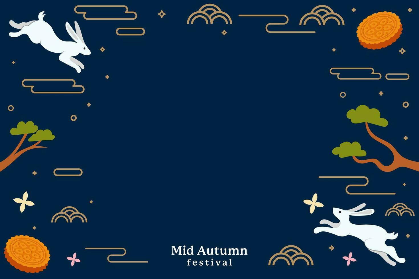 mid autumn festival background illustration with ornament and copy space area vector