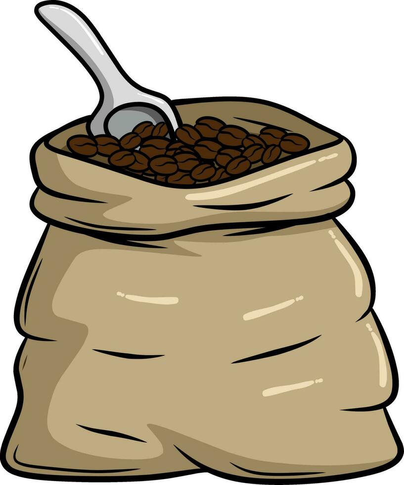 Bag with flavored coffee beans. vector
