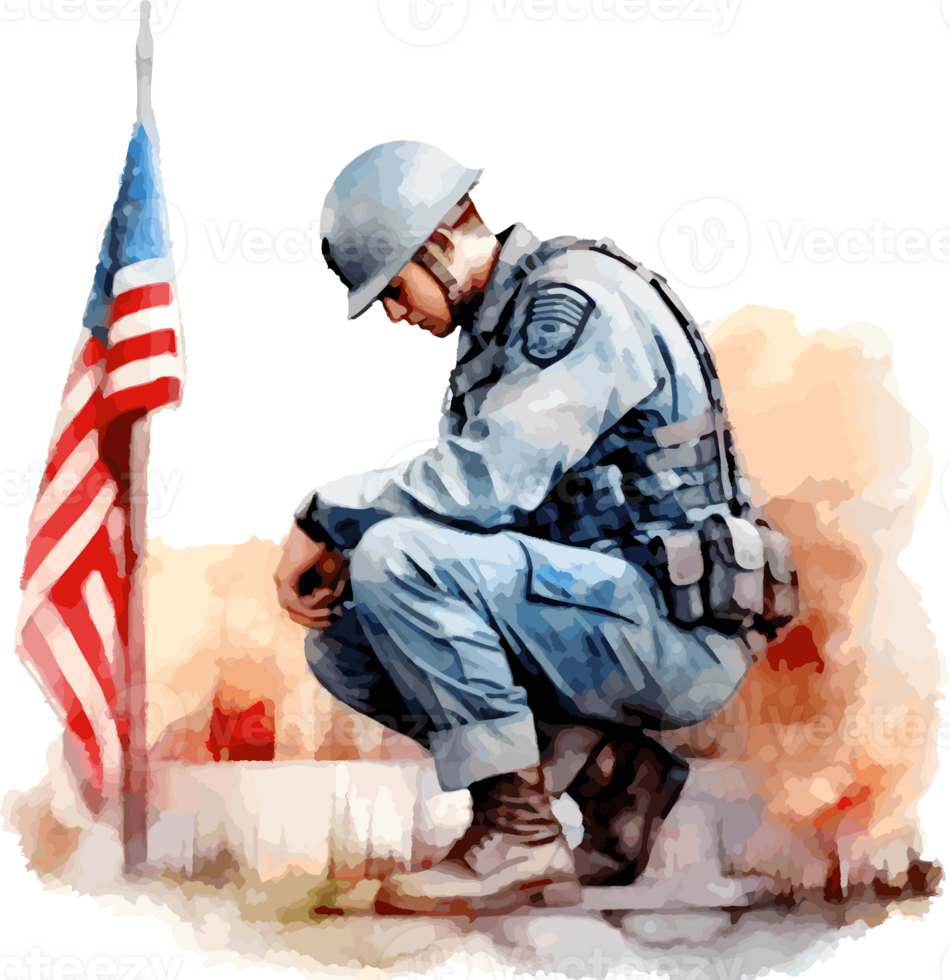vattenfärg veteraner dag ClipArt illustration, skapas med generativ ai teknologi png