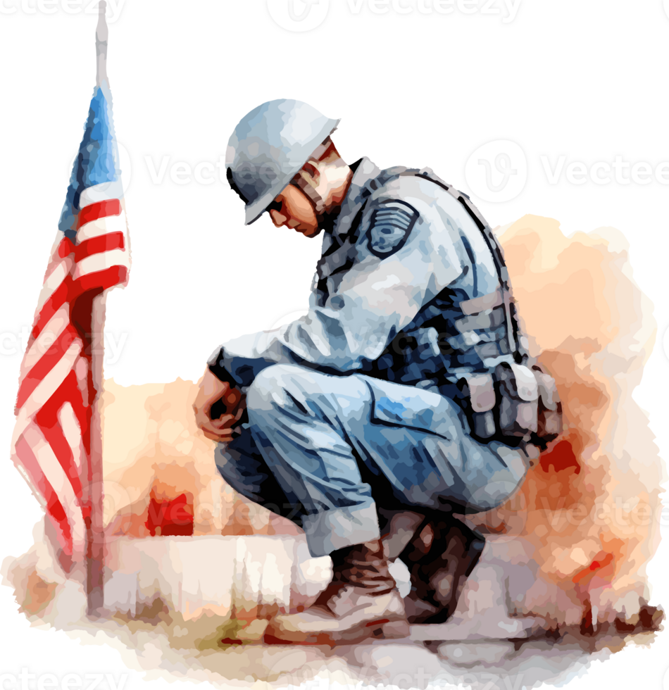 Watercolor Veterans Day Clipart Illustration, Created With Generative AI Technology png