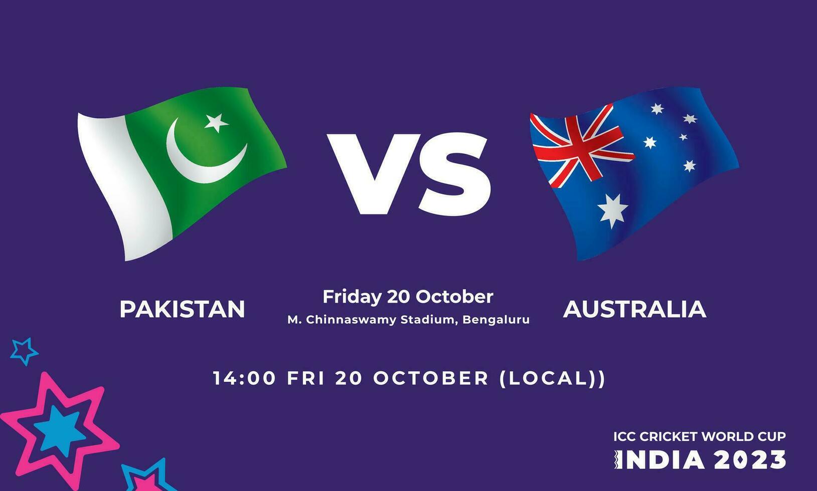 Cricket Match Template, ICC Men's Cricket World Cup 2023 vector