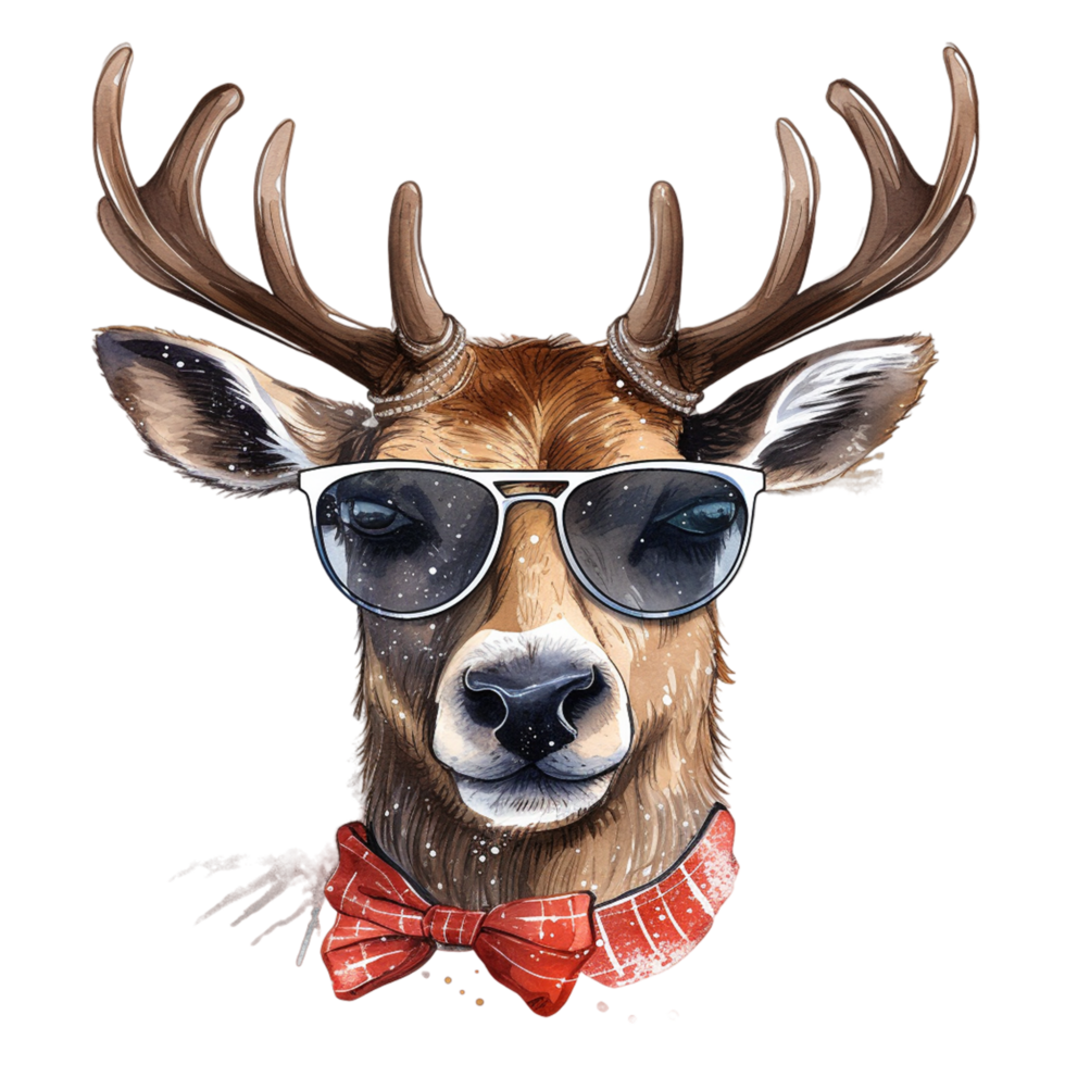 Christmas reindeer with sunglasses ai generative png