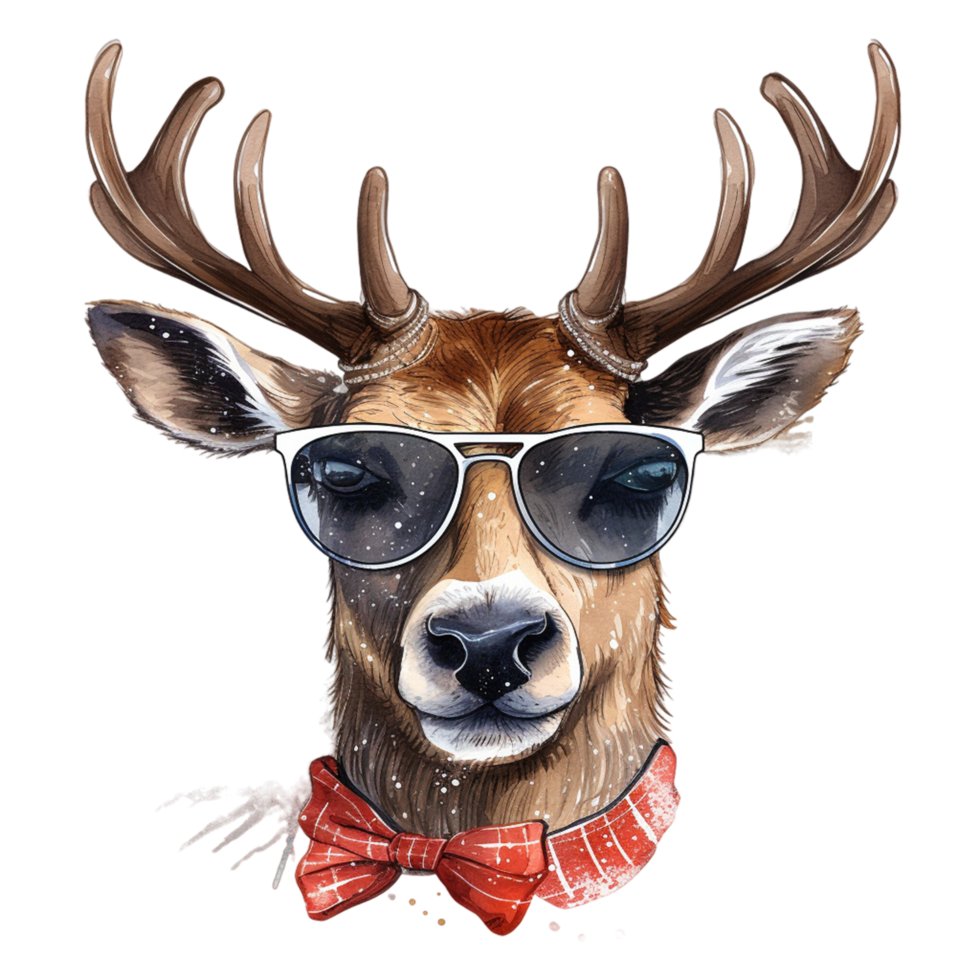 Weihnachten Rentier mit Sonnenbrille ai generativ png