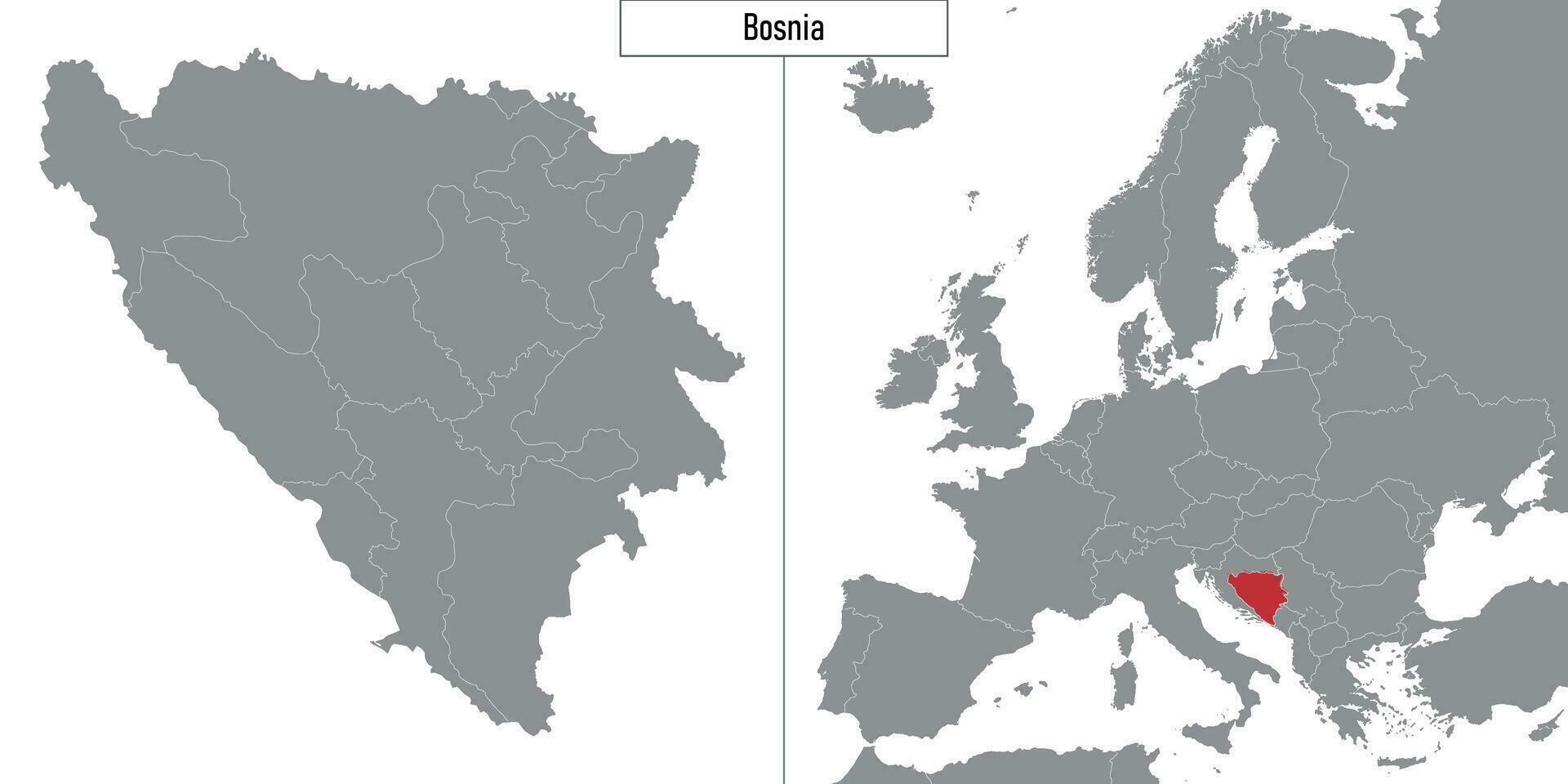 mapa de bosnia y ubicación en Europa mapa vector