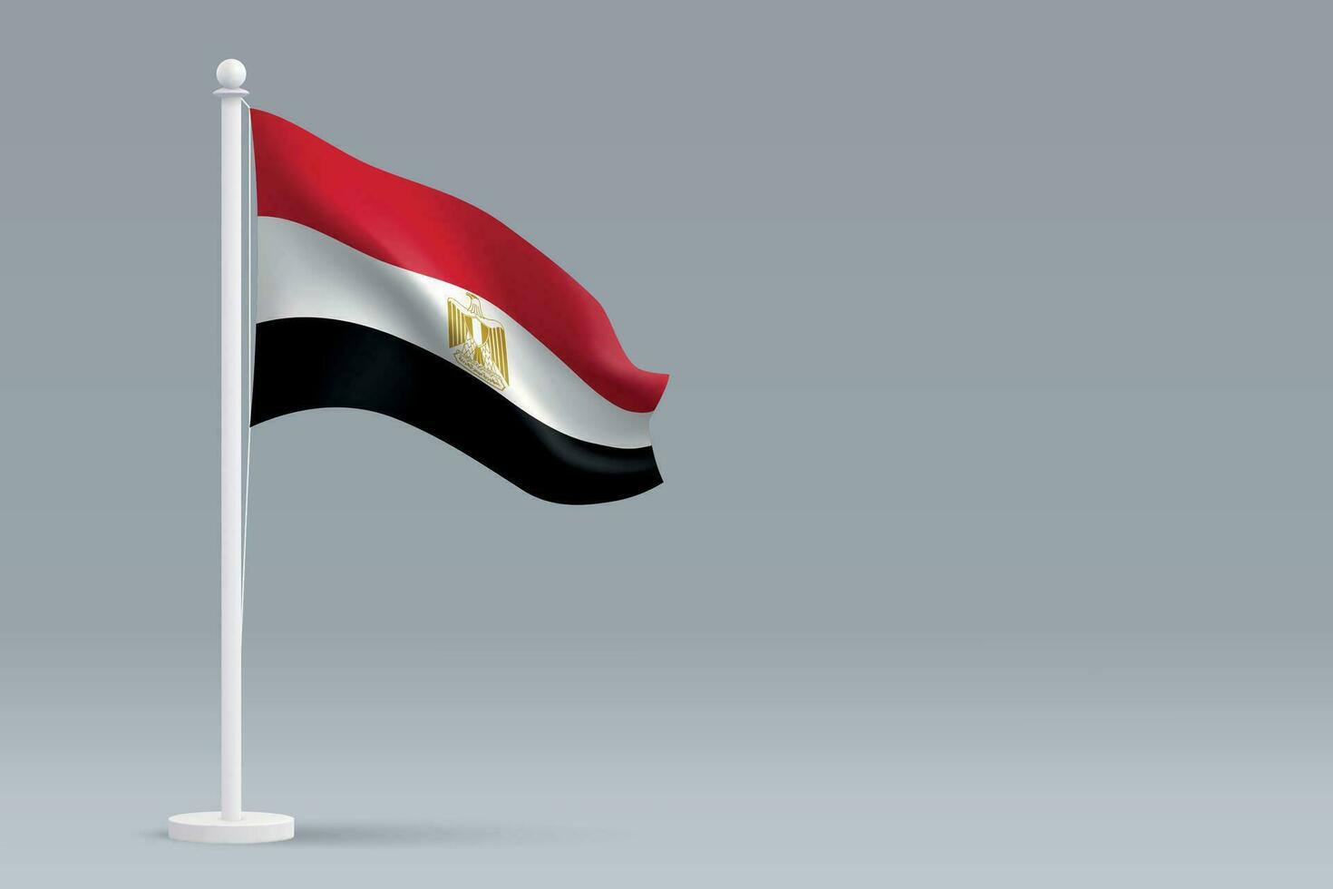 3d realistic national Egypt flag isolated on gray background vector