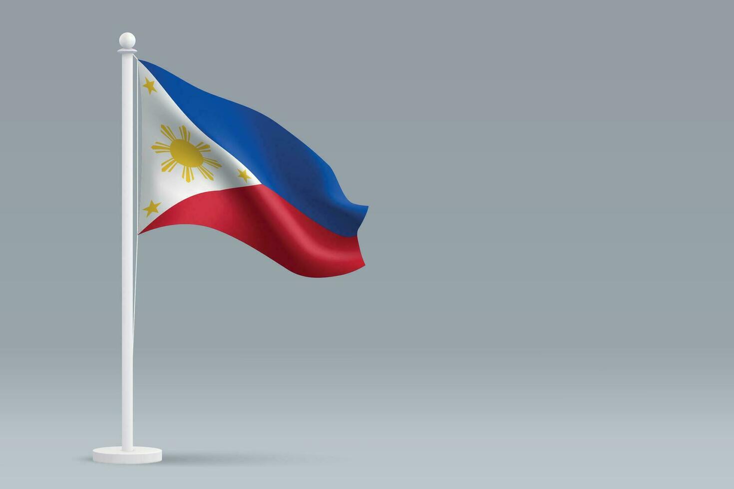 3d realistic national Philippines flag isolated on gray background vector