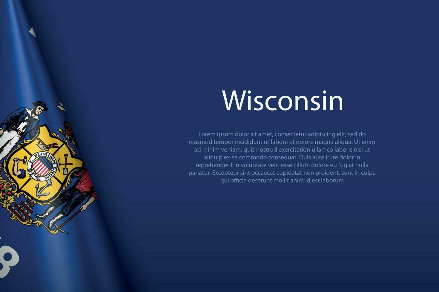 flag Wisconsin, state of United States, isolated on background with copyspace vector