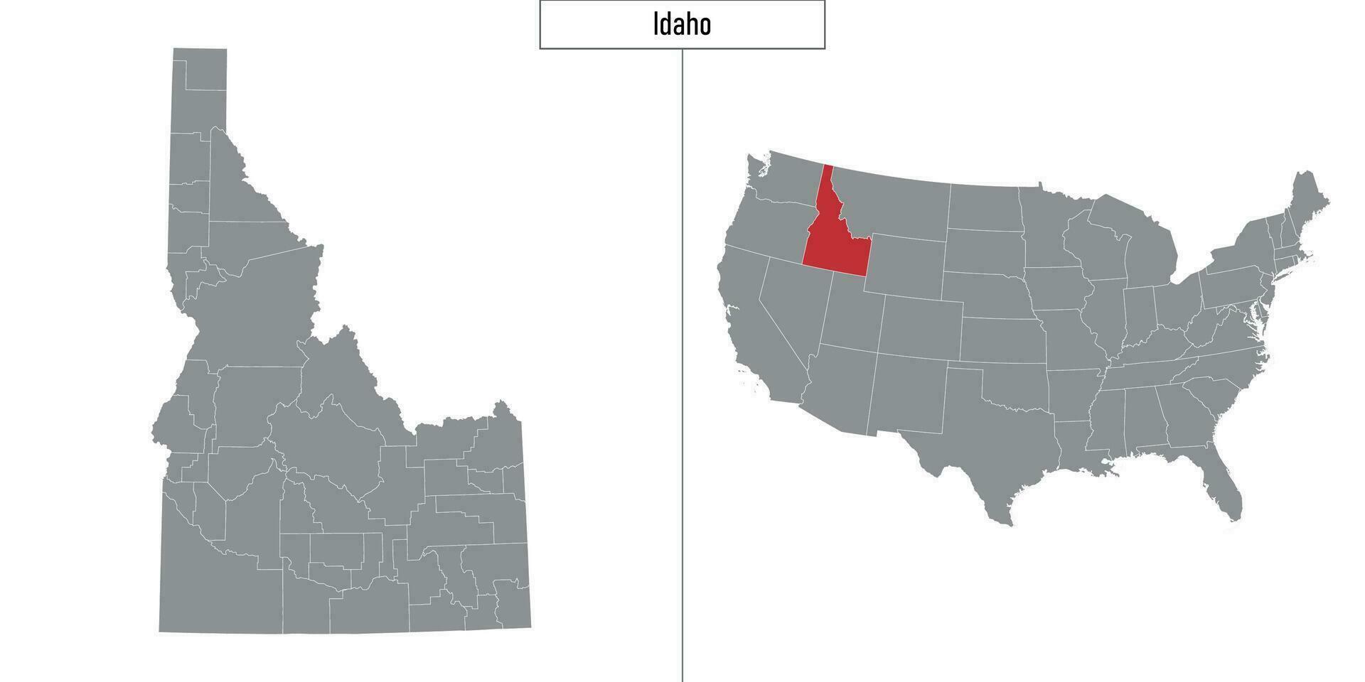 map of Idaho state of United States and location on USA map vector