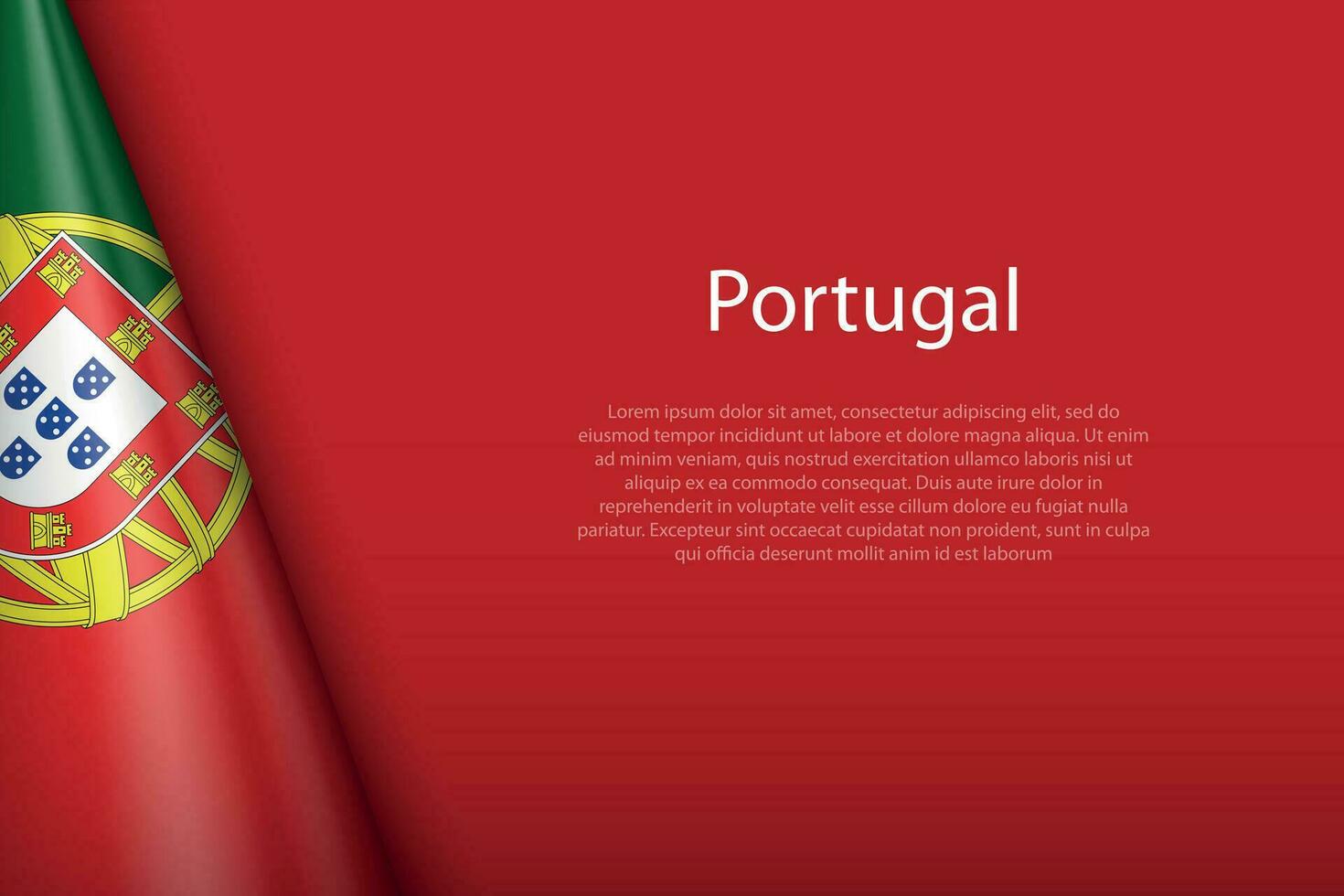 national flag Portugal isolated on background with copyspace vector