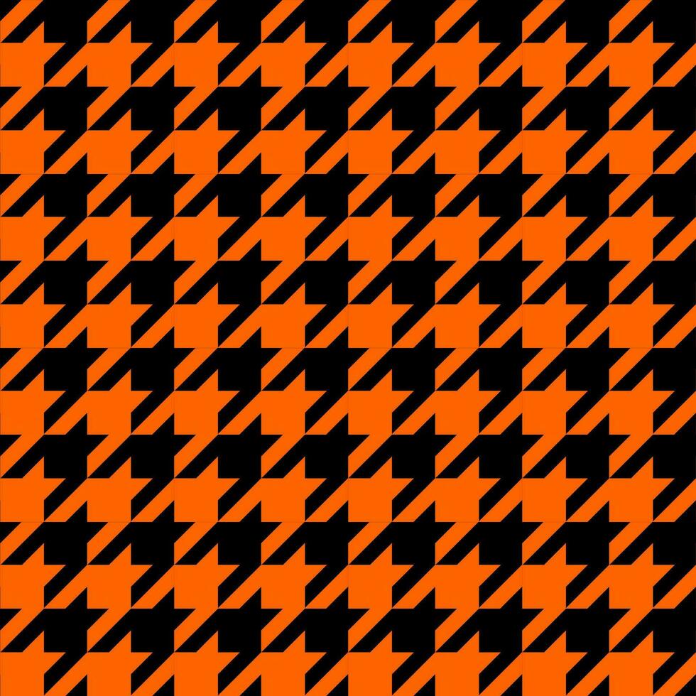 Shinori seamless fabric with goose foot pattern. Clothes background. Houndstooth geometric,Glen check  vector,Orange on black background for Halloween. wrapping,wallpaper,design. vector