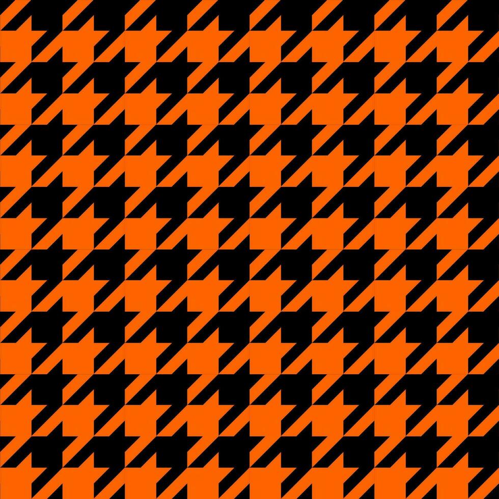 Shinori seamless fabric with goose foot pattern. Clothes background. Houndstooth geometric,Glen check  vector,Orange on black background for Halloween. wrapping,wallpaper,design. vector