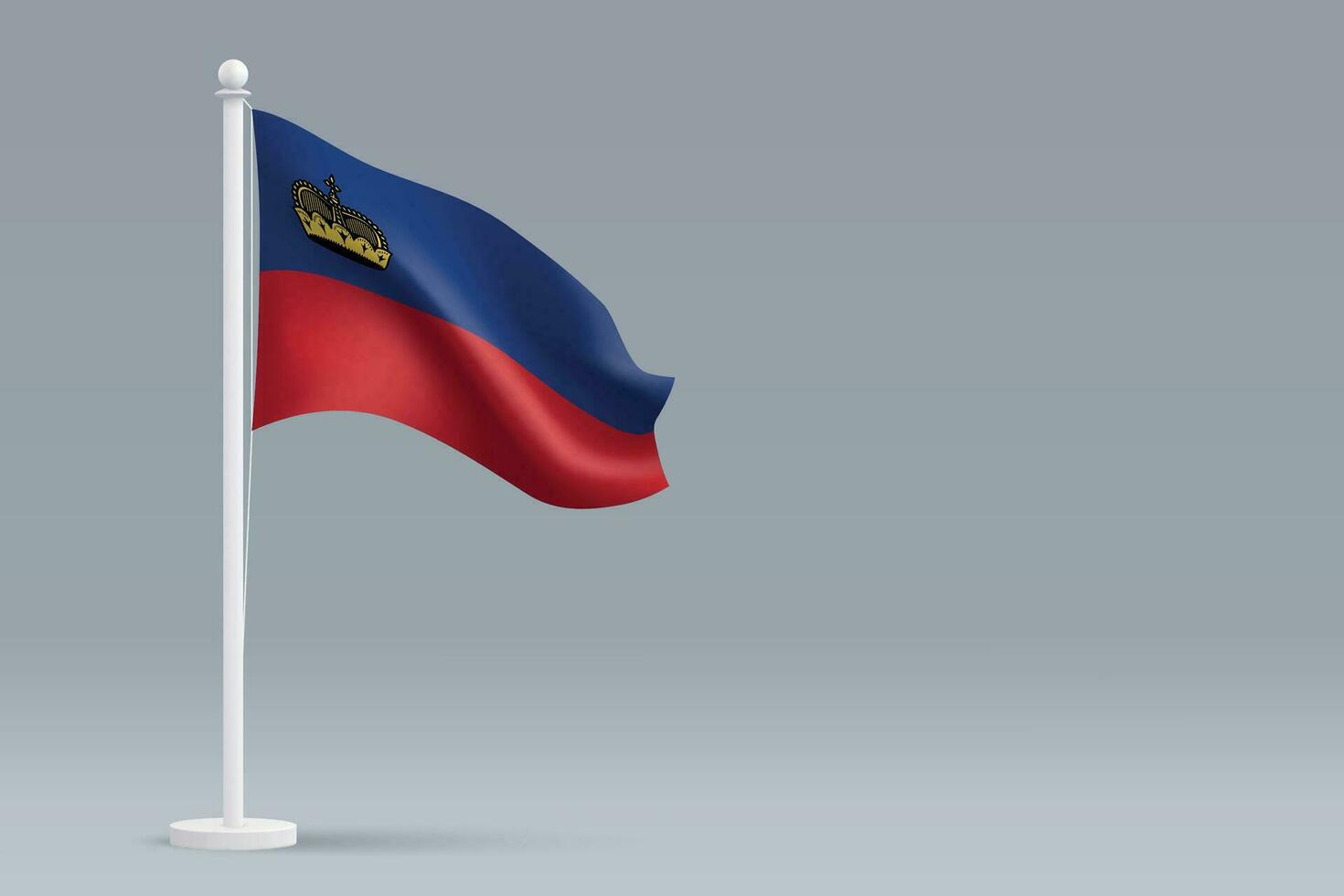 3d realistic national Liechtenstein flag isolated on gray background vector