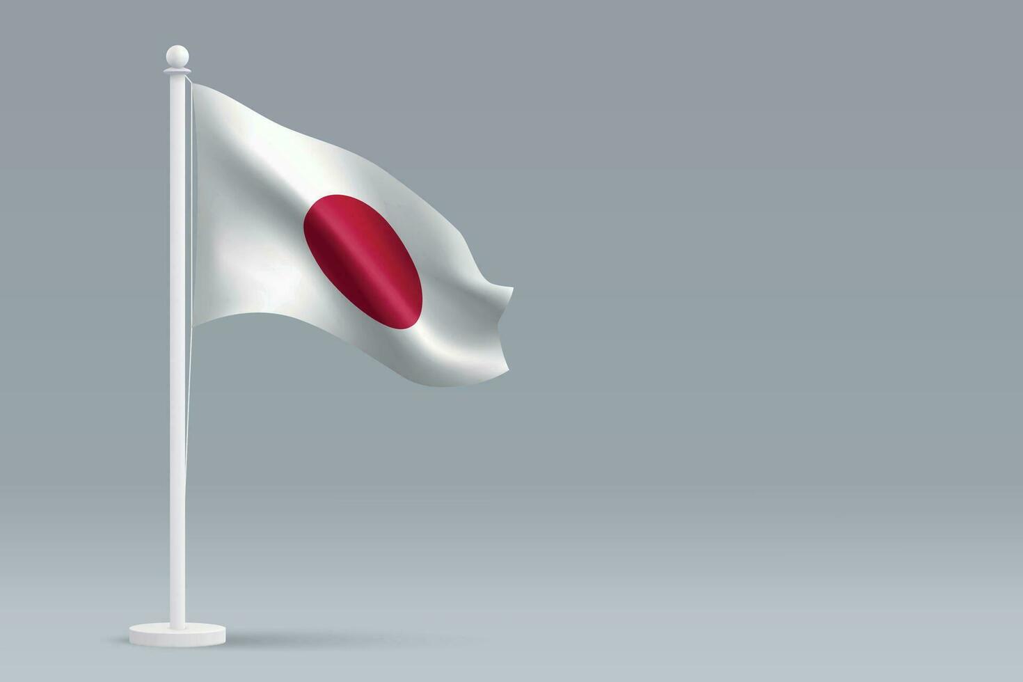 3d realista nacional Japón bandera aislado en gris antecedentes vector