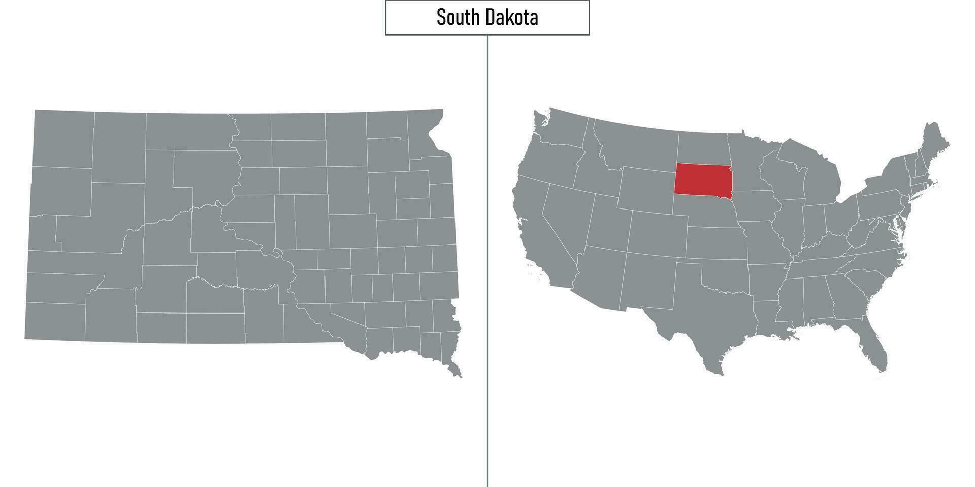 mapa de sur Dakota estado de unido estados y ubicación en Estados Unidos mapa vector