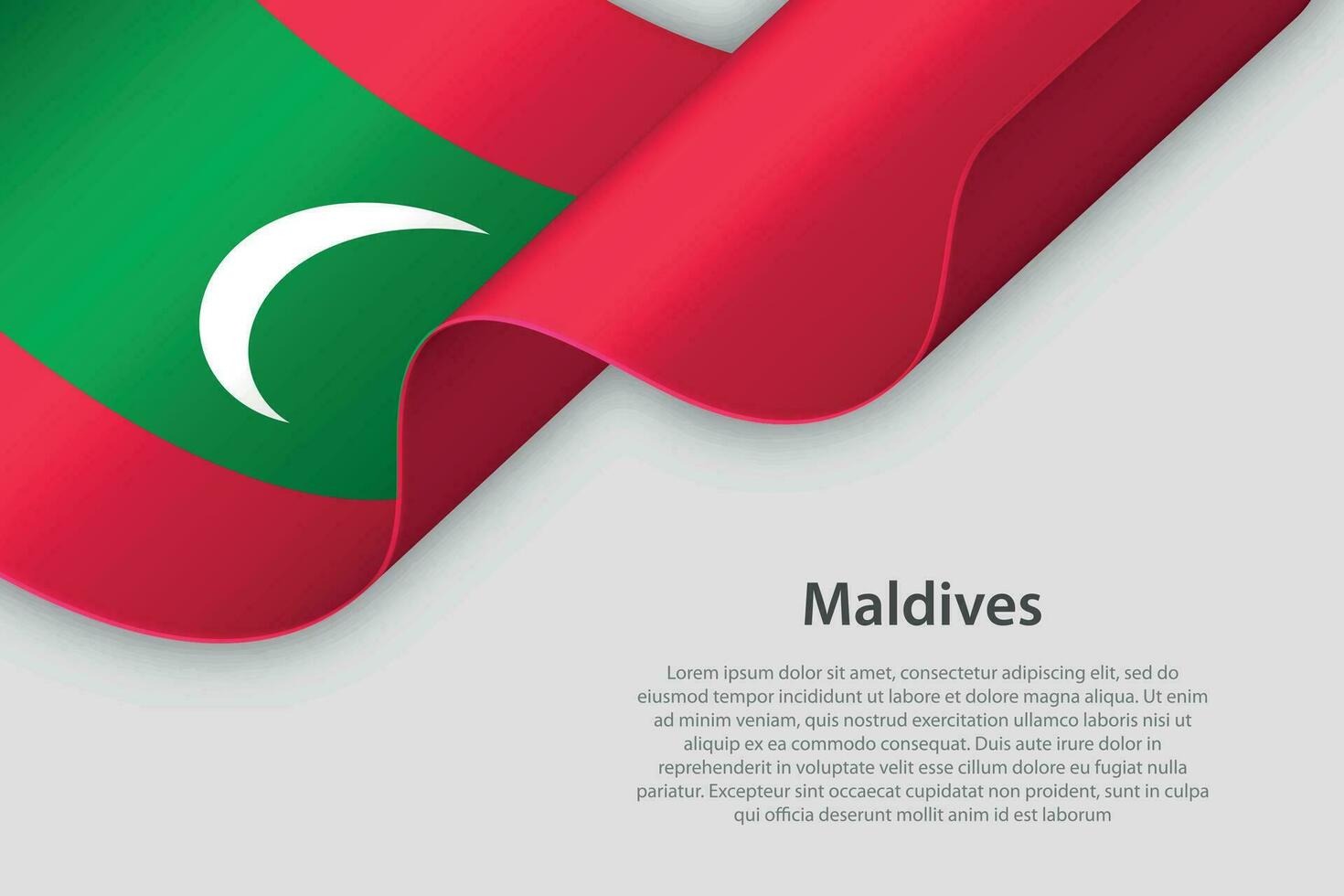 3d ribbon with national flag Maldives isolated on white background vector