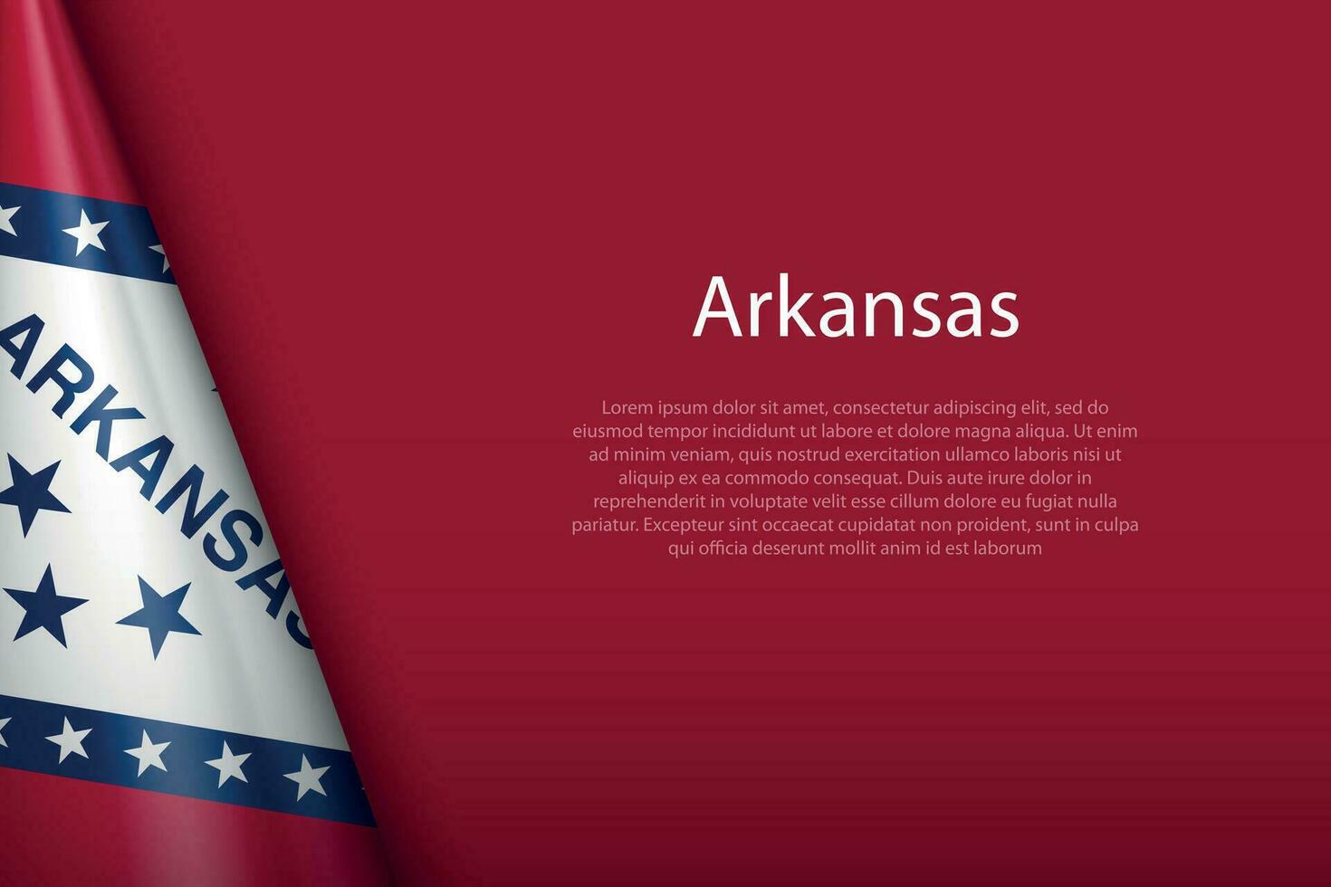 flag Arkansas, state of United States, isolated on background with copyspace vector