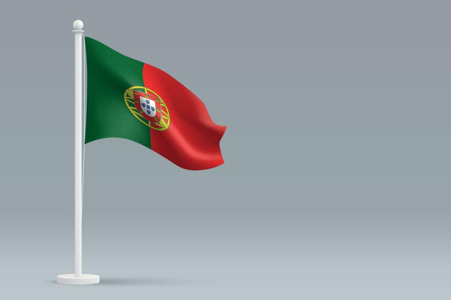 3d realistic national Portugal flag isolated on gray background vector