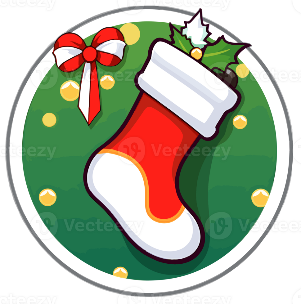 Round Christmas Sticker, Illustration for Christmas, Created With Generative AI Technology png