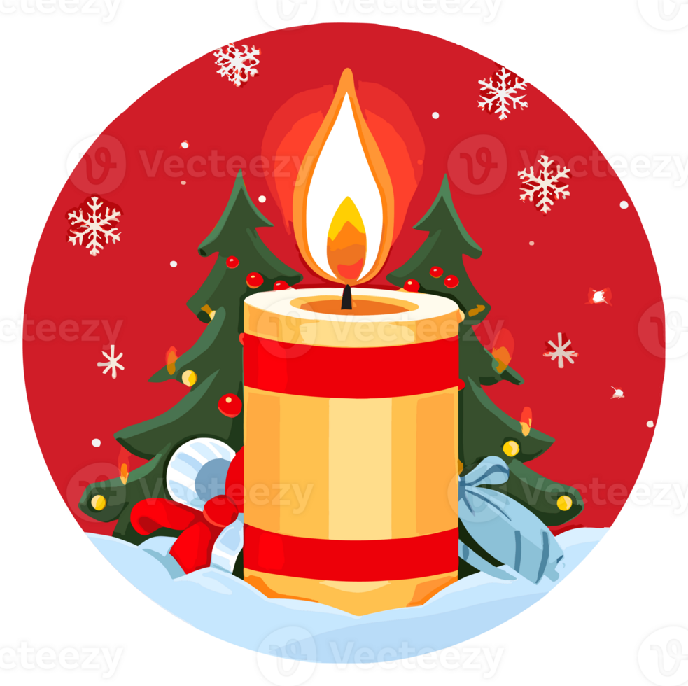 Round Christmas Sticker, Illustration for Christmas, Created With Generative AI Technology png