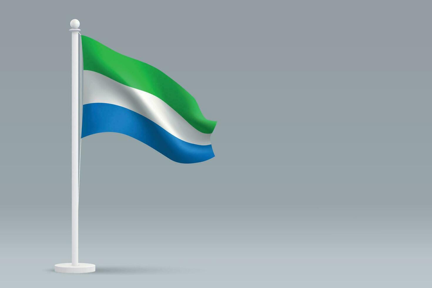 3d realistic national Sierra Leone flag isolated on gray background vector