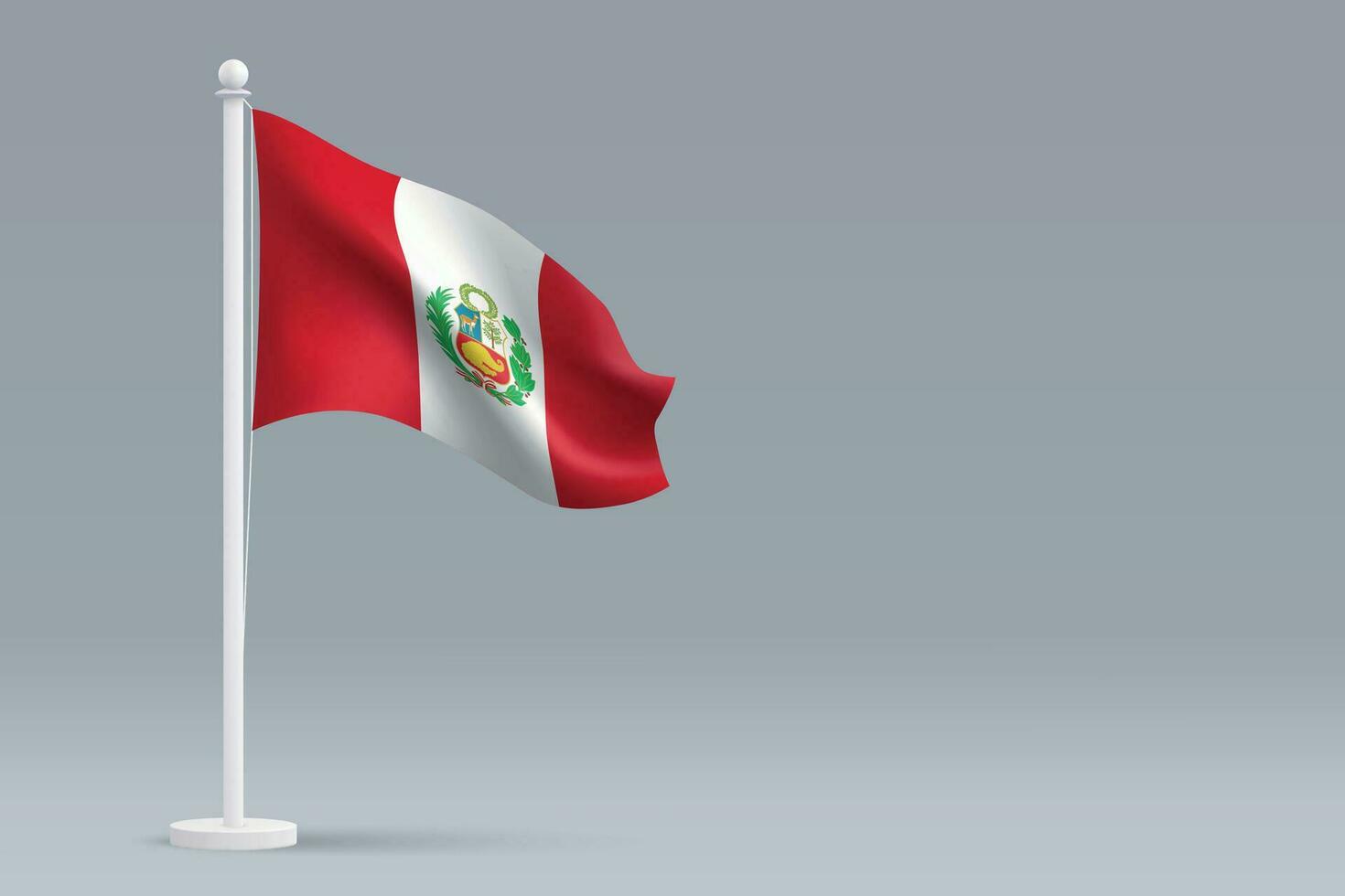 3d realistic national Peru flag isolated on gray background vector