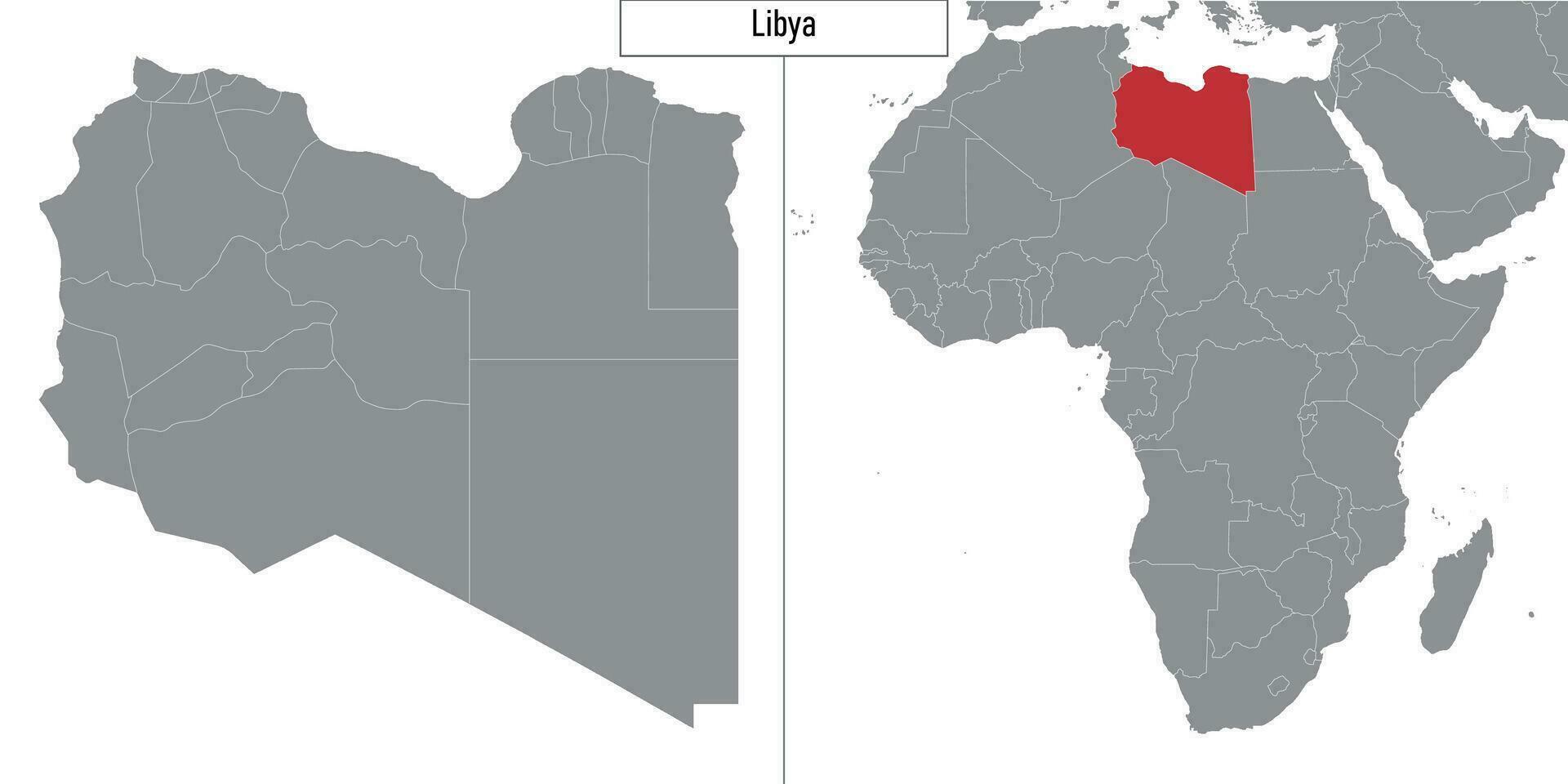 map of Libya and location on Africa map vector